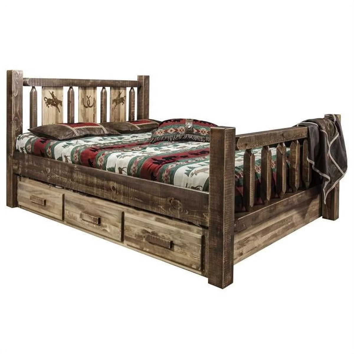 Brown Wood Twin Storage Bed M228811