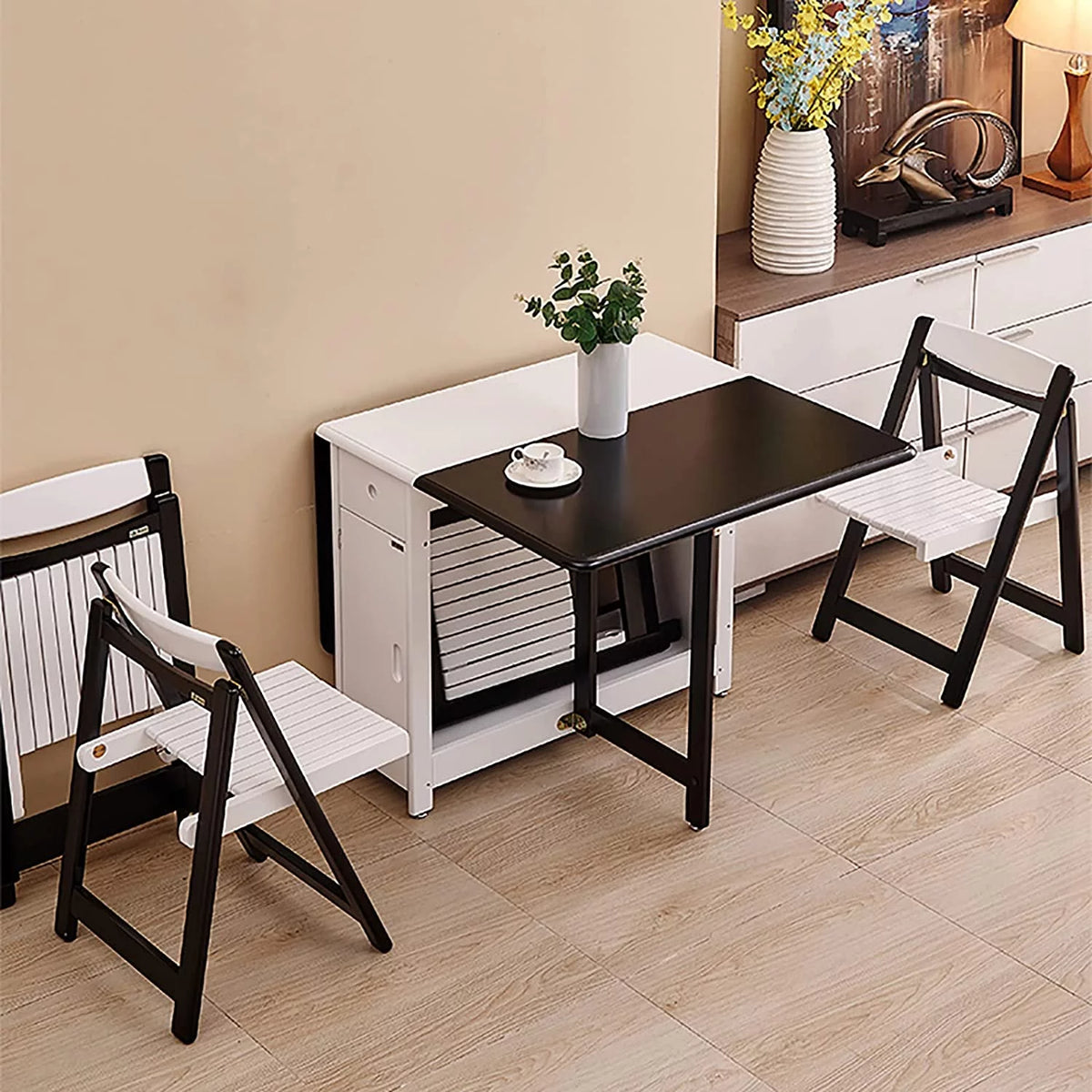 Solid Wood Drop Leaf Dining Table Set 5 Pieces V213