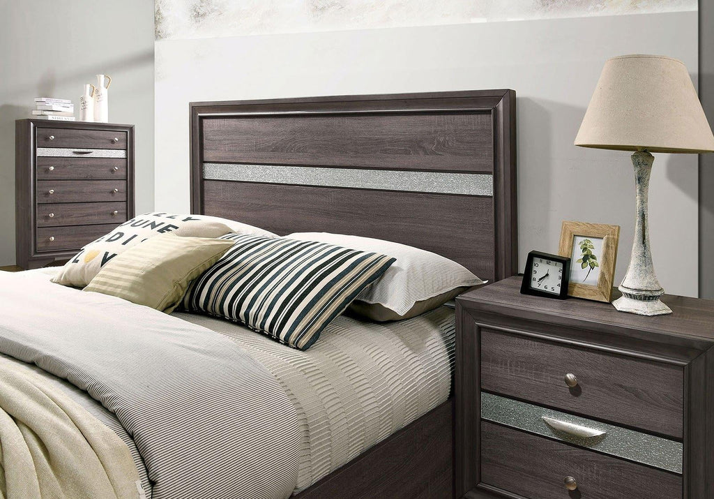 Contemporary Gray Solid Wood King Bedroom Set 5pcs G401664