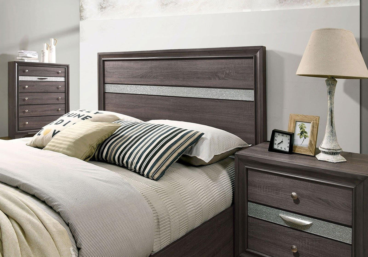 Contemporary Gray Solid Wood King Bedroom Set 5pcs G401664