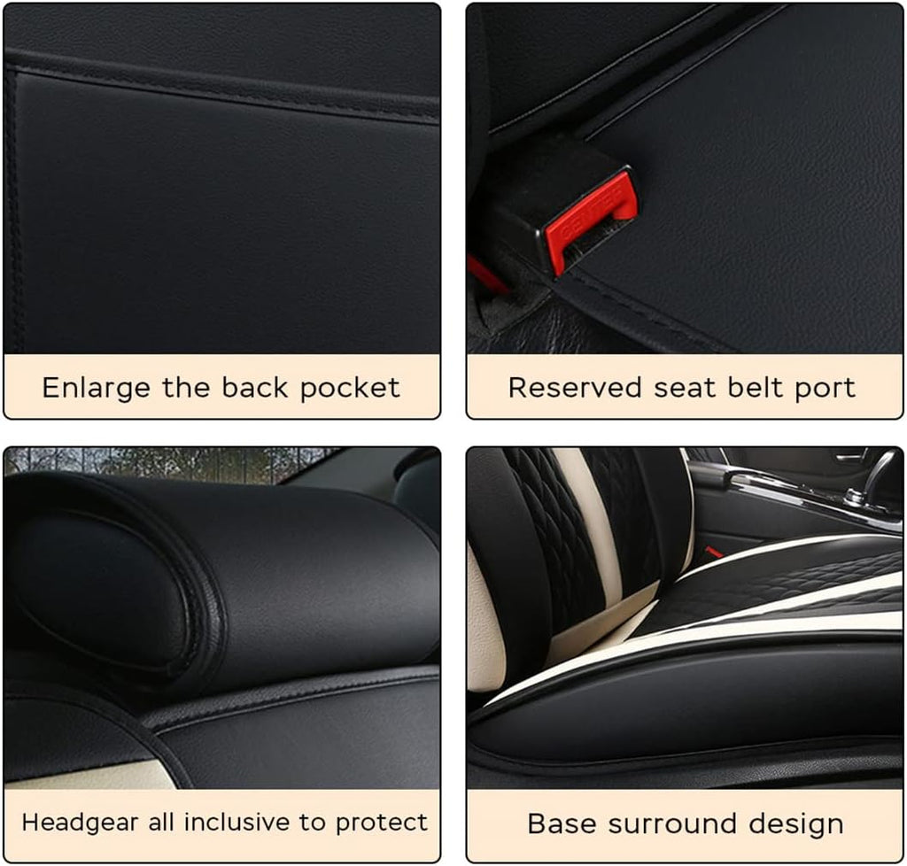 Car Seat Covers 5-Seat Black Beige I260