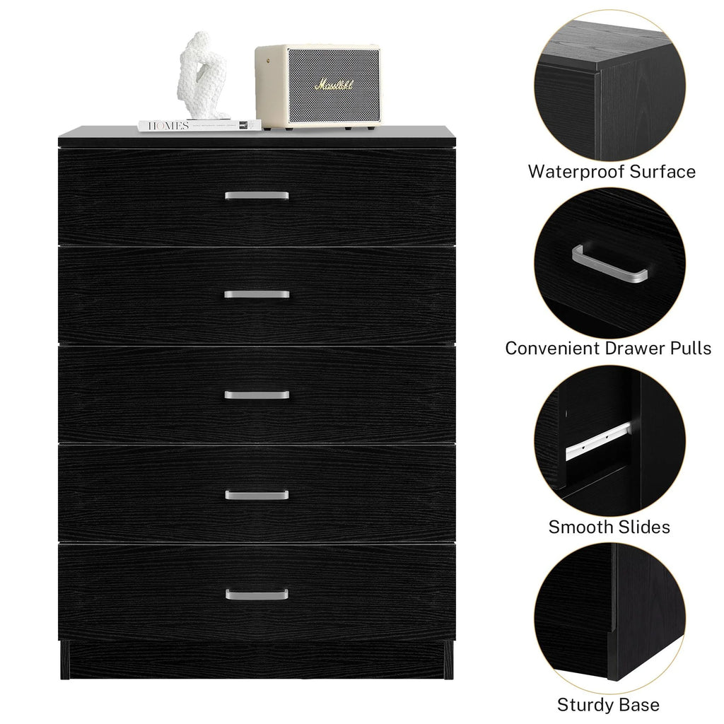 Black 5 Drawer Dresser N60360