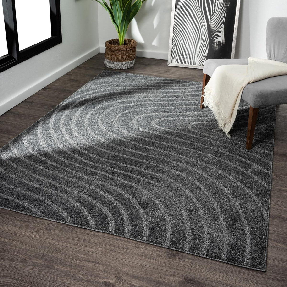 Modern Geometric Wave 8x10 Area Rug K678