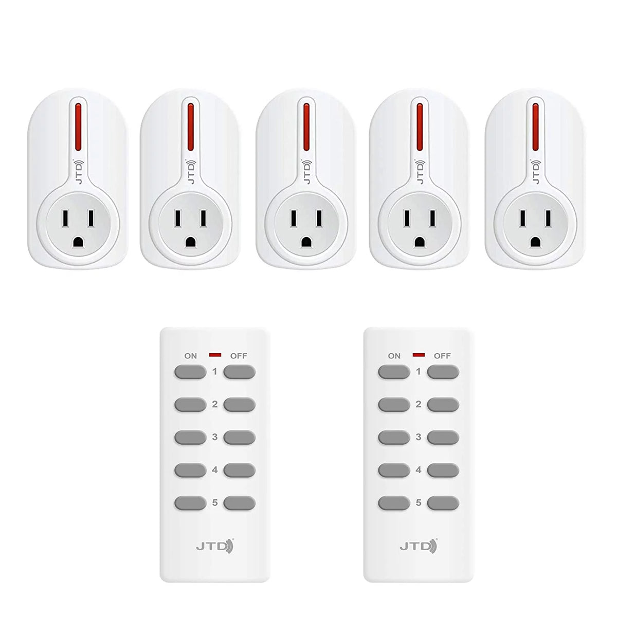 5 Pack Remote Control Outlet Switch with 2 Remotes G242