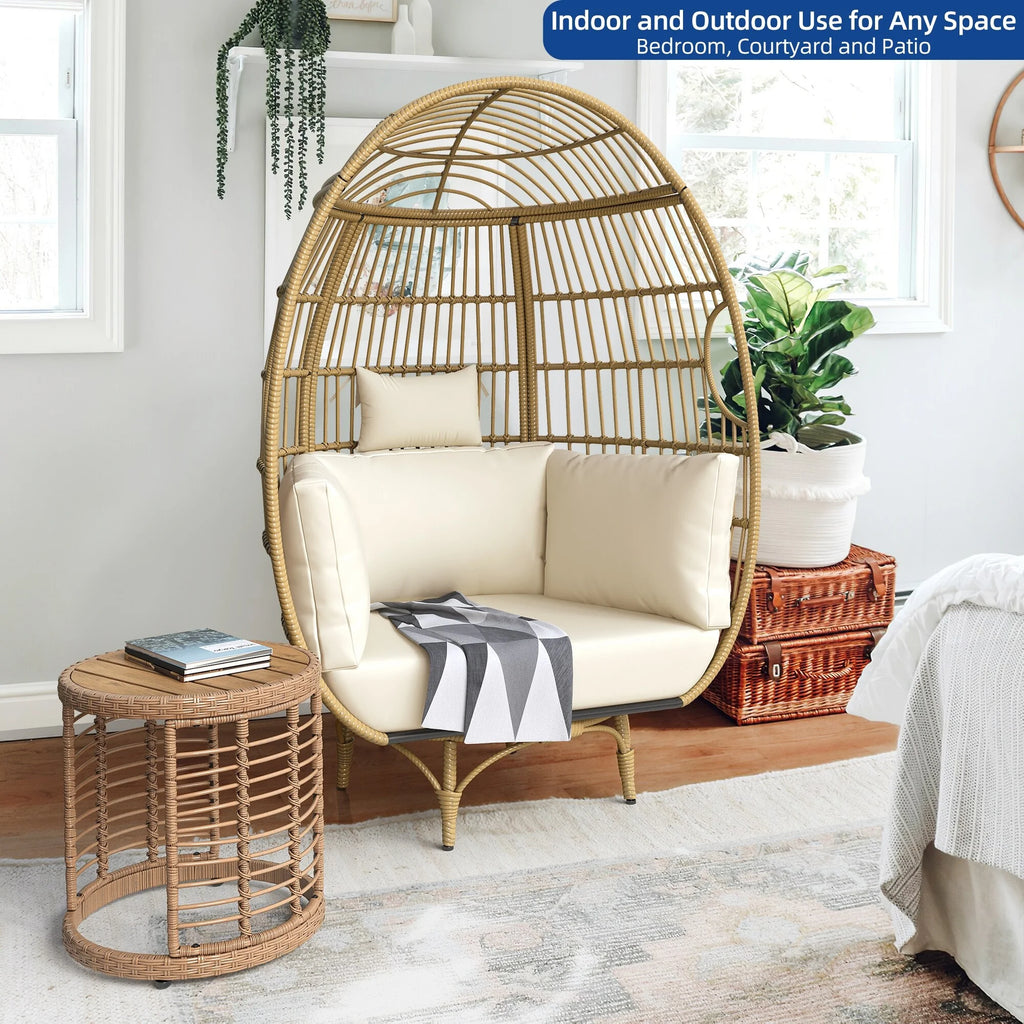 Patio Swivel Egg Chair with Cushions F316589