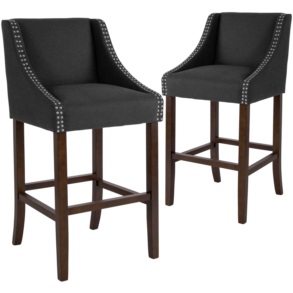 2 Pk. Walnut Barstool with Black Leather J241
