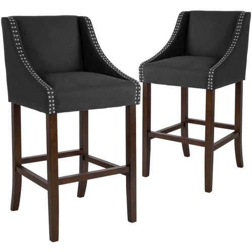 2 Pk. Walnut Barstool with Black Leather J241