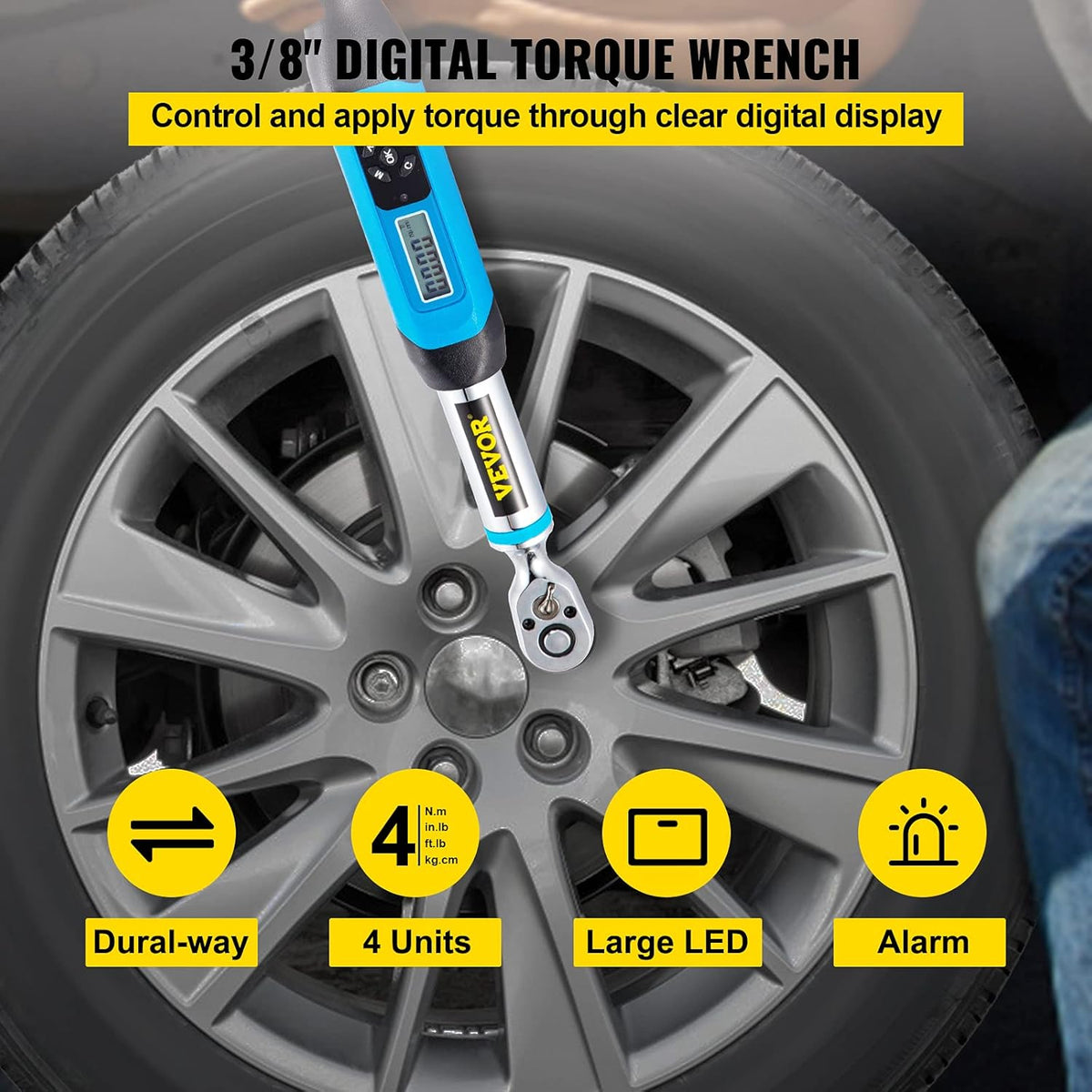3/8 Drive Digital Torque Wrench with Socket Set & Case Q82827
