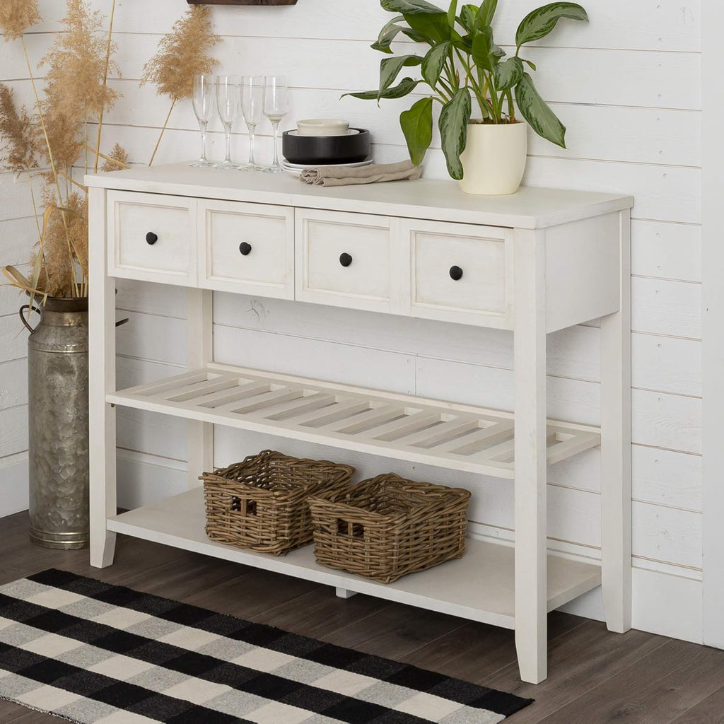 White 48 Inch Wood Buffet Sideboard Storage Cabinet Q8089