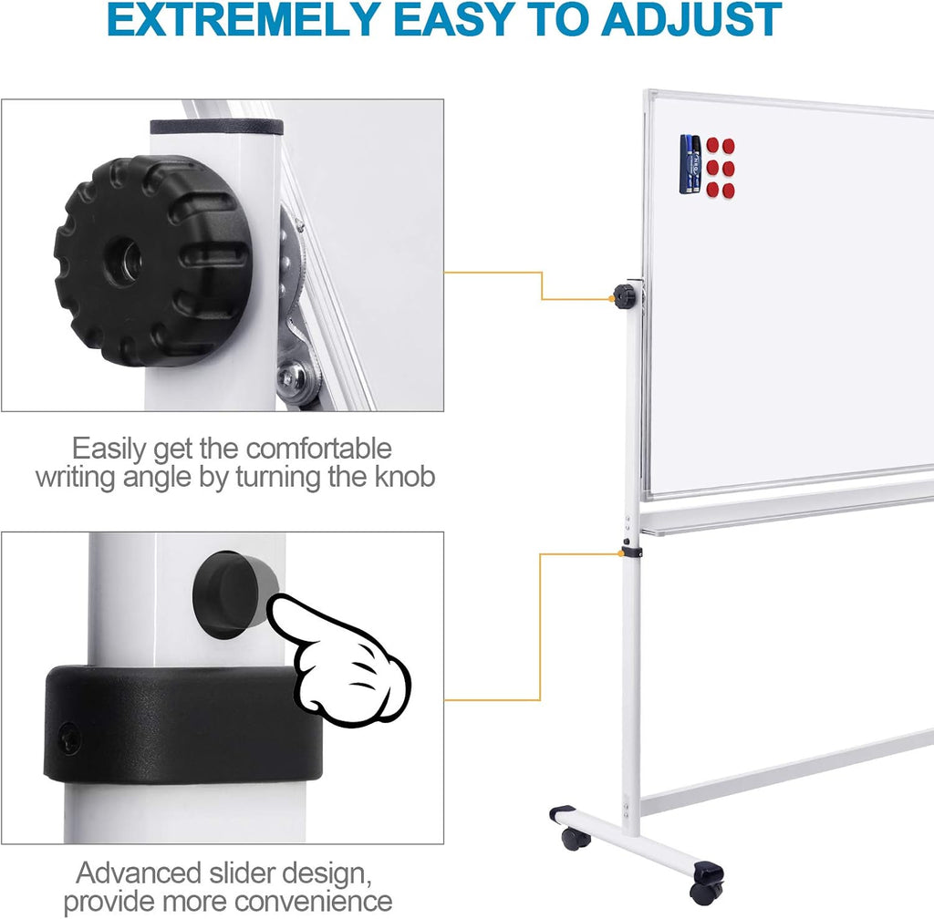 48x36 Height Adjustable Double Sided Magnetic Whiteboard with Stand Z4885