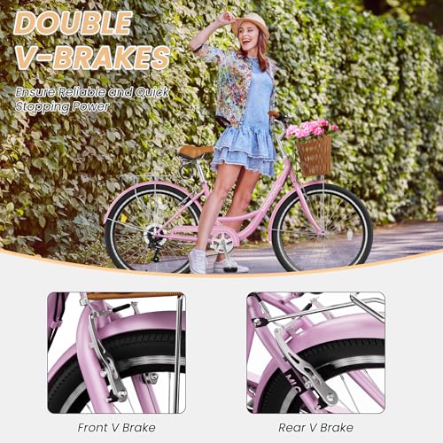 24 26 inch 7 Speed Step Through Bicycle with Front Basket S3626