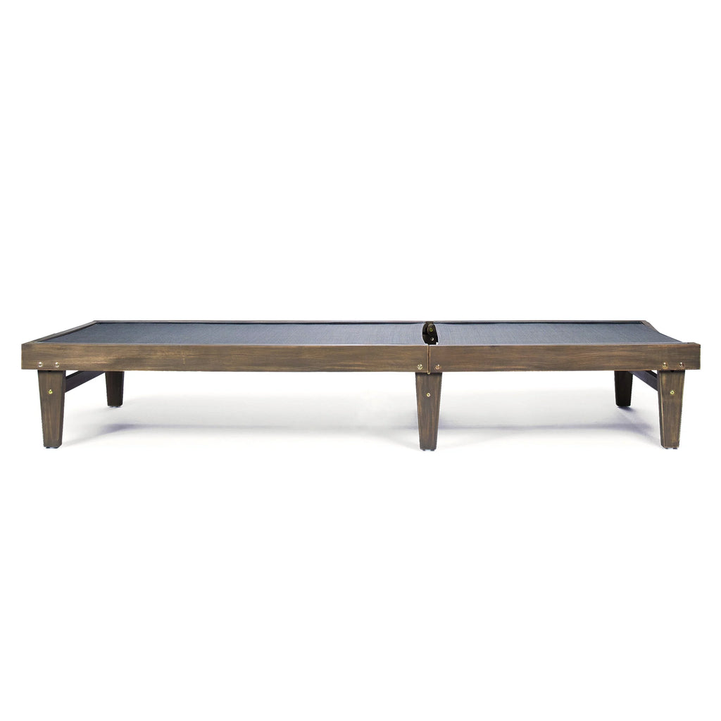 Gray Mesh and Acacia Wood Adjustable Chaise Lounge V18939