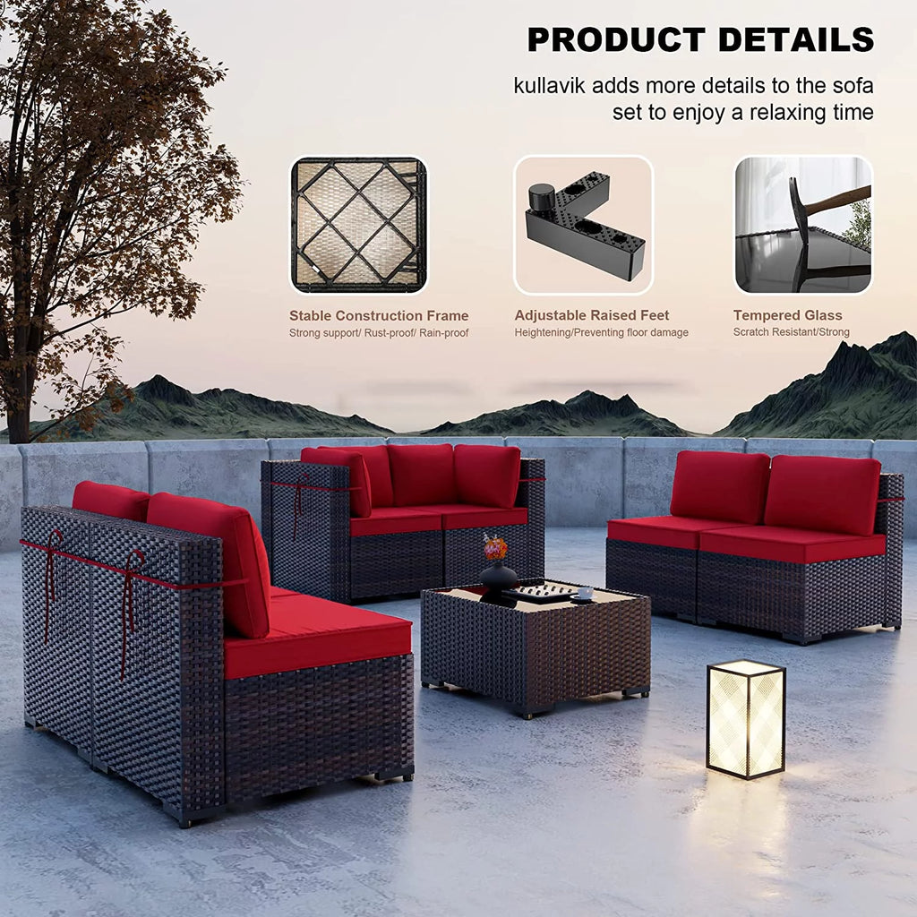 7 Piece All-Weather Wicker Outdoor Patio Furniture Set H545435