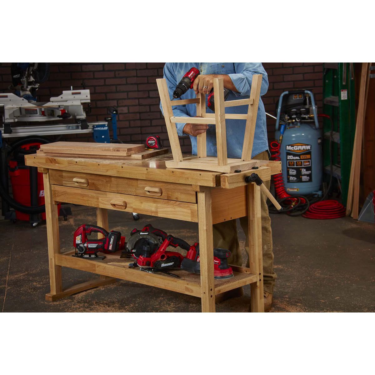60 in. 3-Drawer Hardwood Workbench Z46542