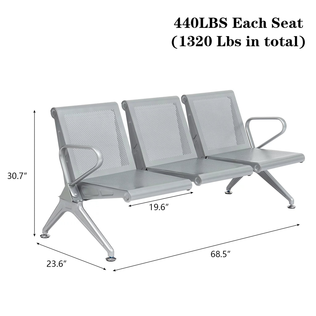 3-Seat Office Guest Waiting Chair Bench with Steel Frame C759