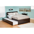 Twin Bed with Flat Panel Foot Board and Trundle Bed White D594956