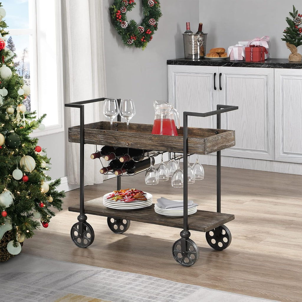 Aged Black Bar Cart J81136