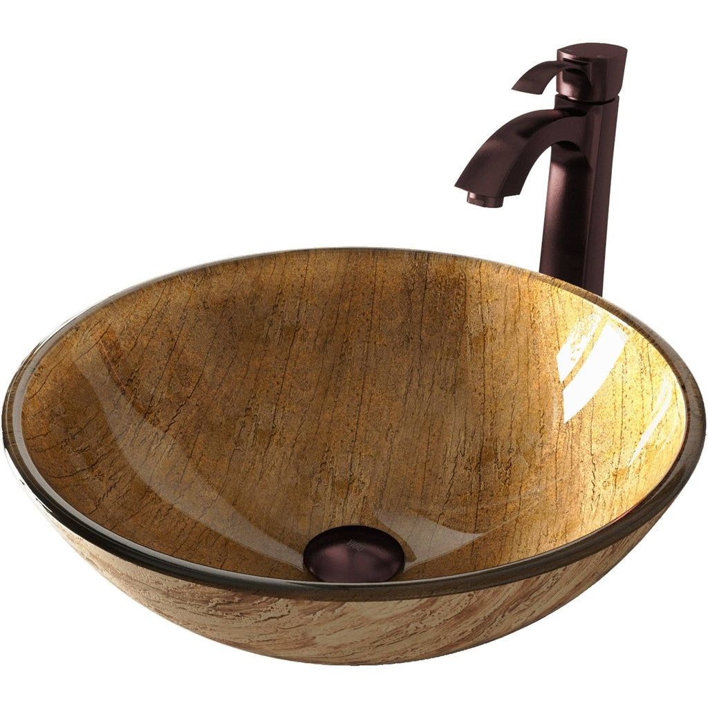 Glass Vessel Sink and Faucet Set Oil Rubbed Bronze V239188