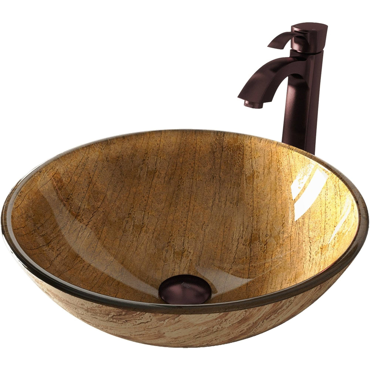 Glass Vessel Sink and Faucet Set Oil Rubbed Bronze V239188