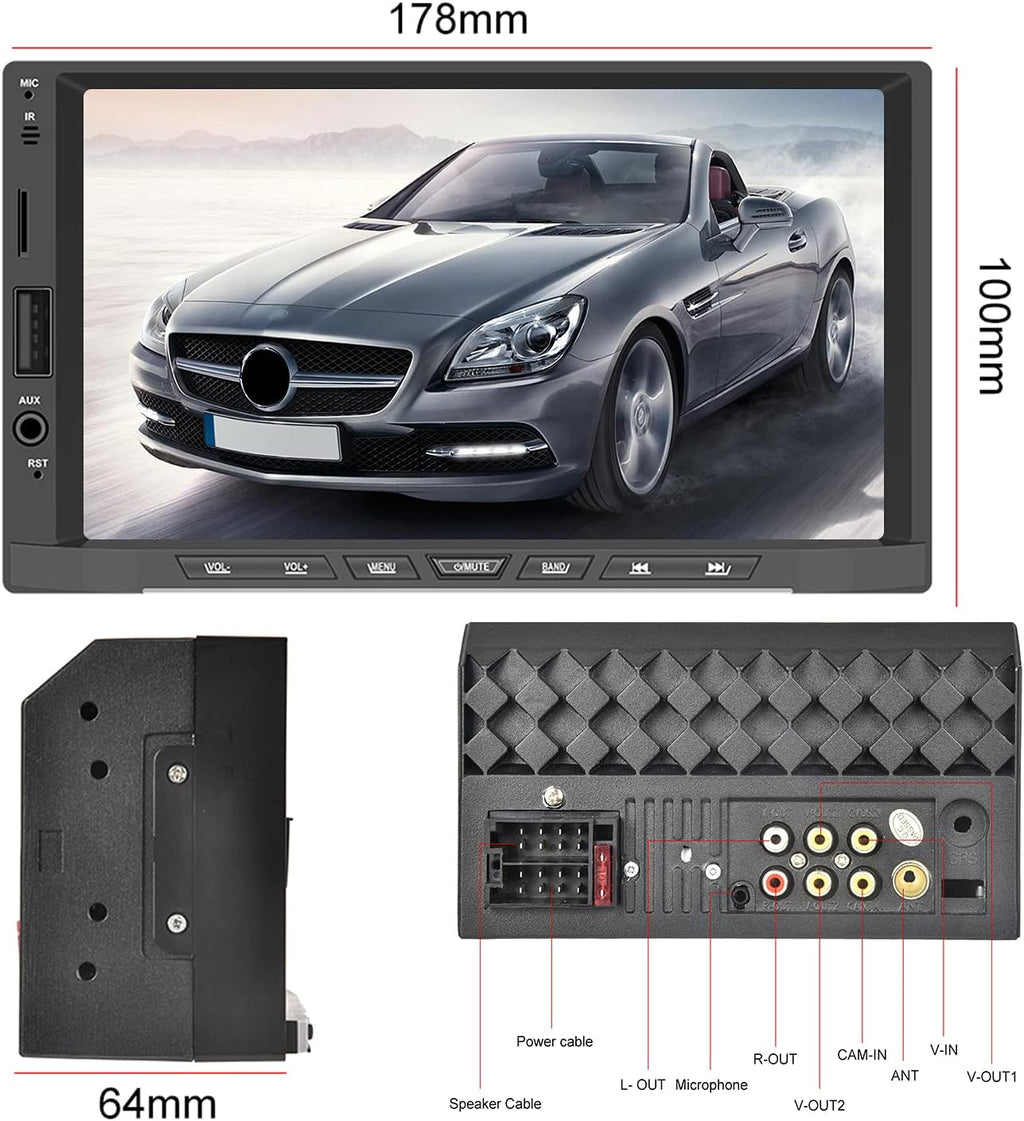 Double Din 7 Inch Touch Screen Car Stereo with Backup Camera G43687