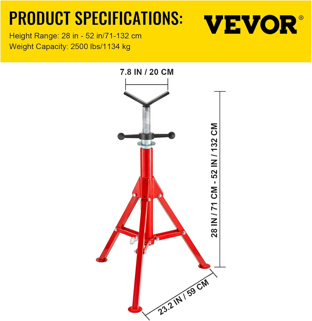 Adjustable Folding Steel Pipe Stands 28-52 Inch 2500 LB Pack of 2 I84309