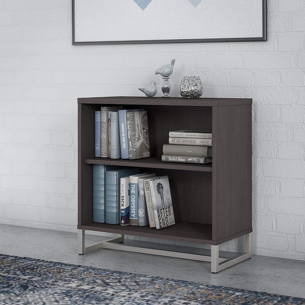 Storm Gray 2 Shelf Bookcase Cabinet Q715651