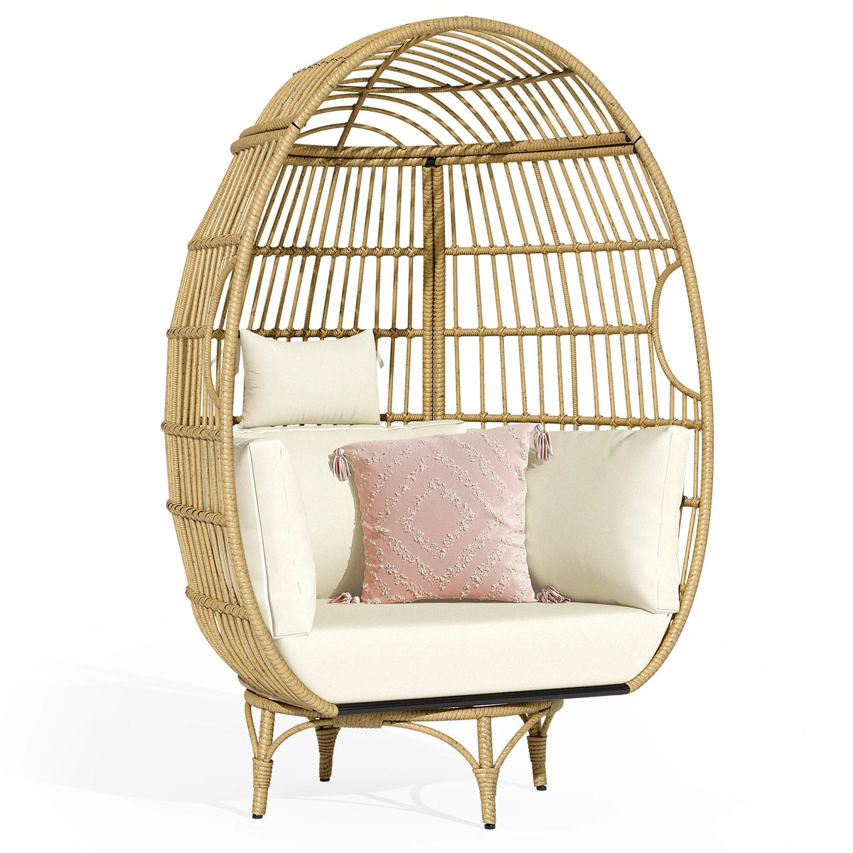 Patio Swivel Egg Chair with Cushions F316589