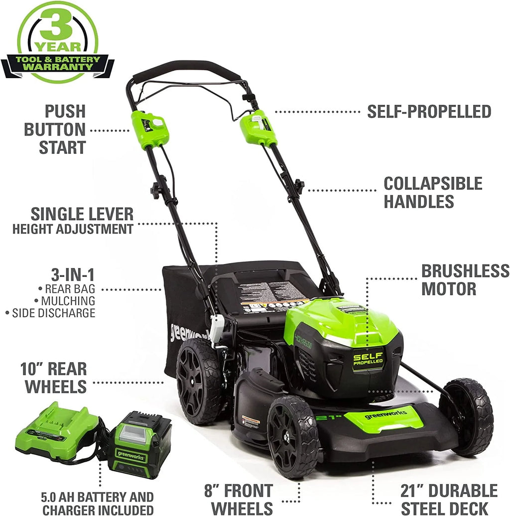 40V Self-Propelled Lawn Mower with 5.0 Ah Battery & Charger W6614