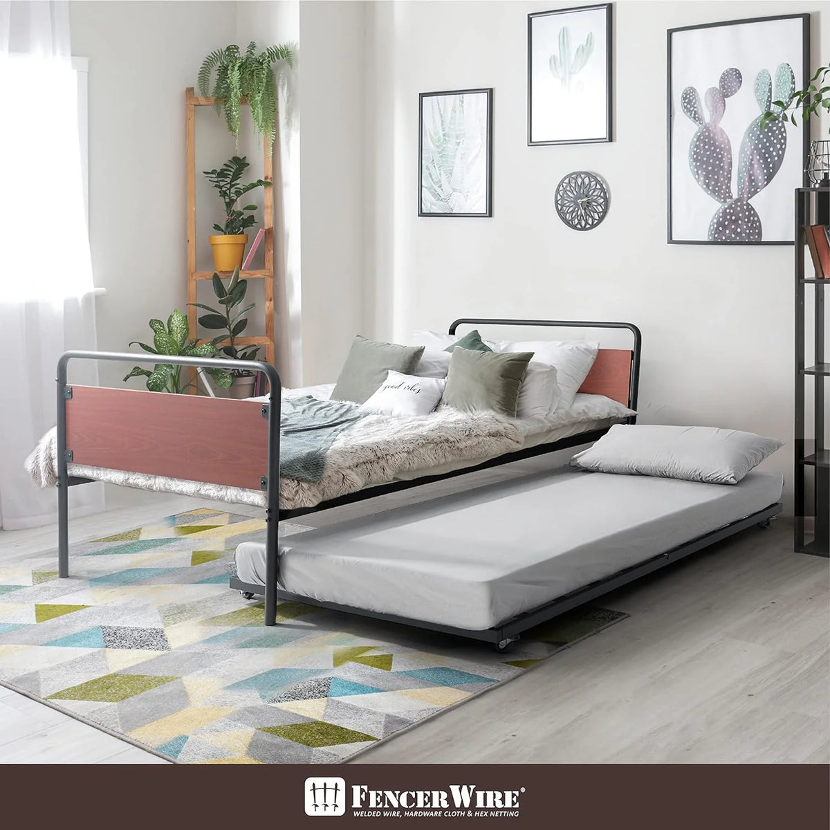 Round Corner Daybed and Trundle Set Metal Bed Frame P443