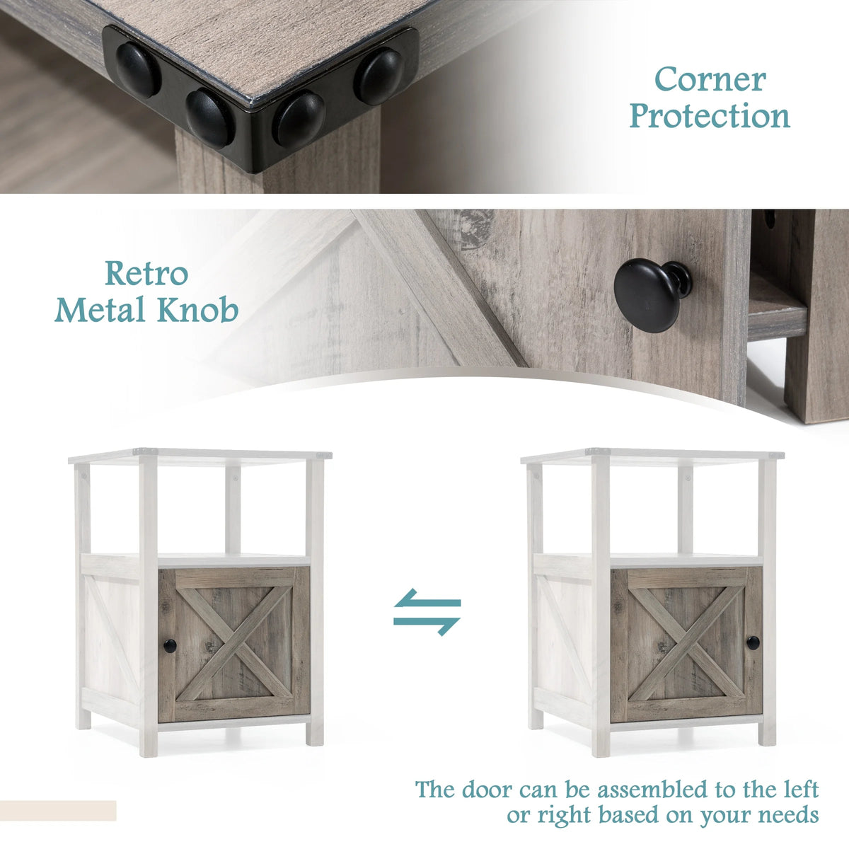 Chairside Table with Storage Cabinet Oak Finish G770387
