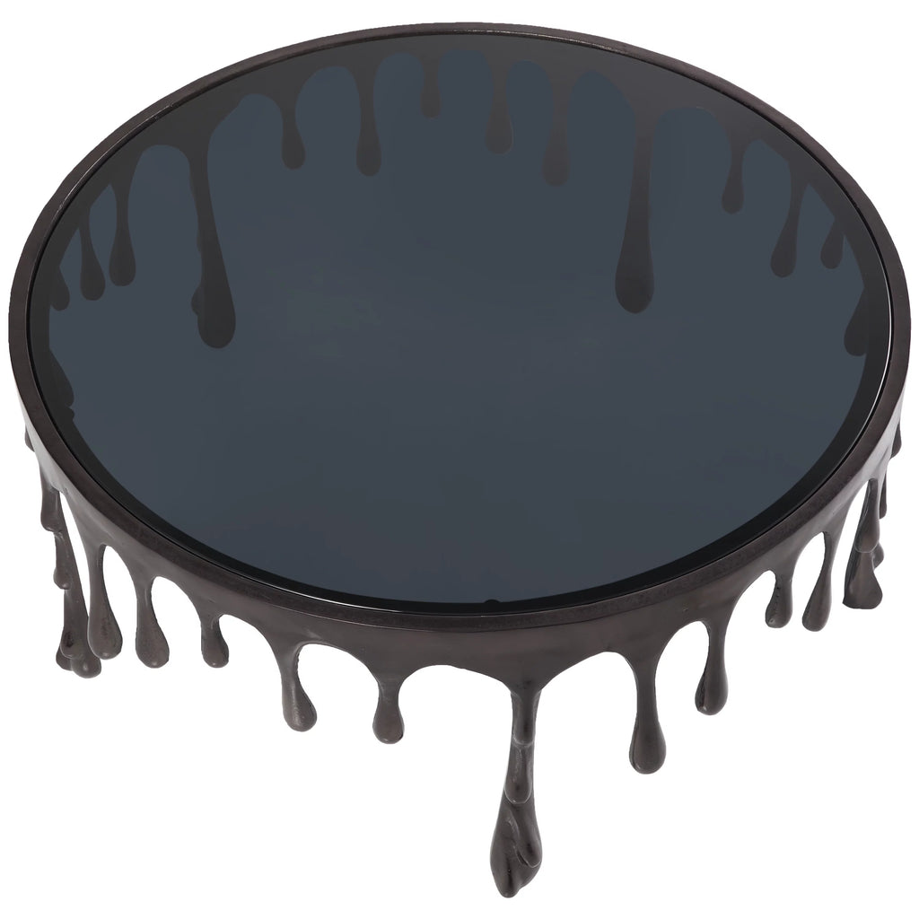 36" x 16" Black Aluminum Coffee Table with Glass Top G204546