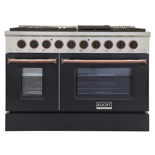 48 In. 6.7 cu ft. Propane Gas Range with Black Door and Rose Gold Accents X606646