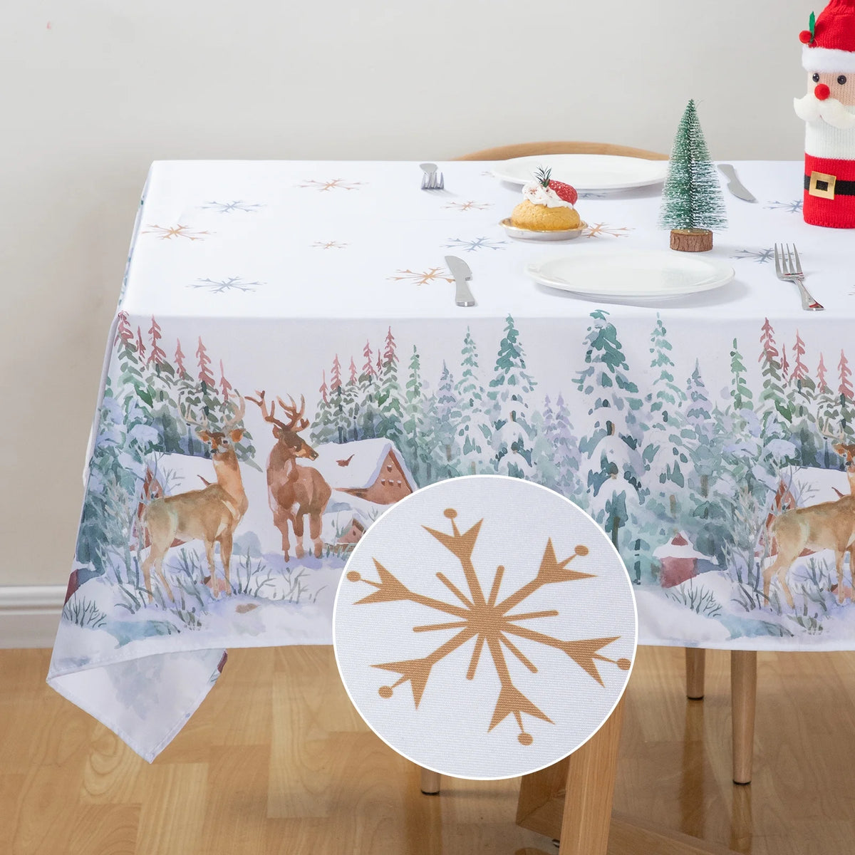 Christmas Tablecloth Rectangle 60x102in Machine Washable Polyester Y98148