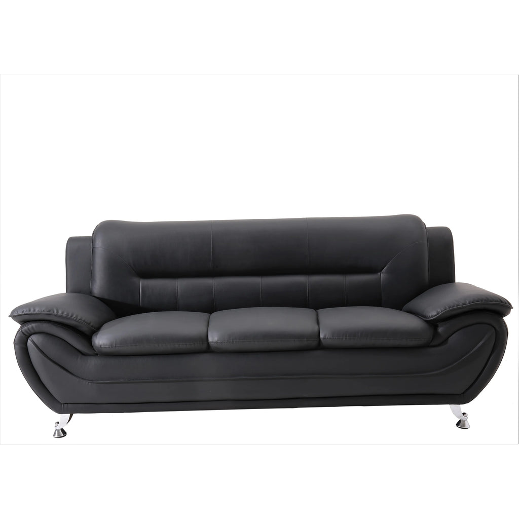 Grey Faux Leather Pillow Top Arm Sofa Z8185