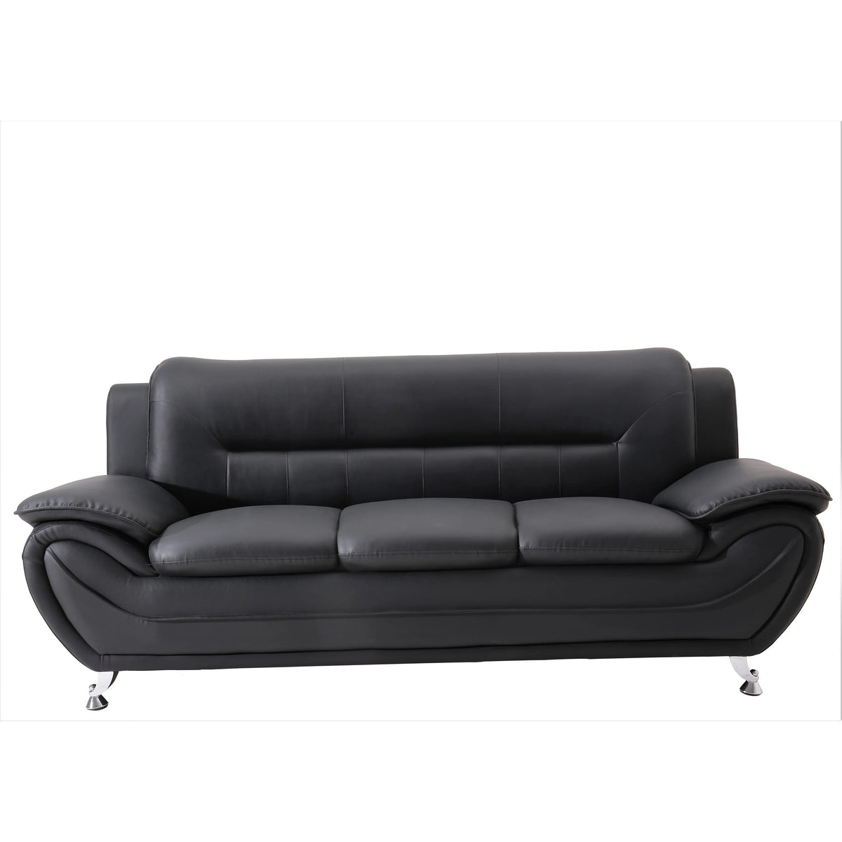 Grey Faux Leather Pillow Top Arm Sofa Z8185