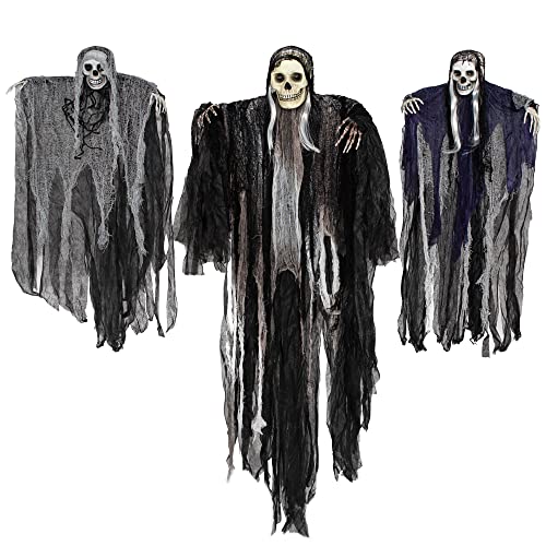 3 Pack Hanging Halloween Skeleton Ghosts Decorations O259599