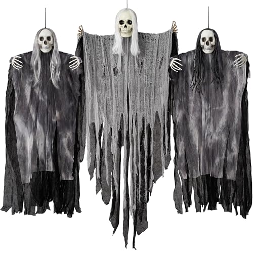 3 Pack Hanging Halloween Skeleton Ghosts Decorations O259599