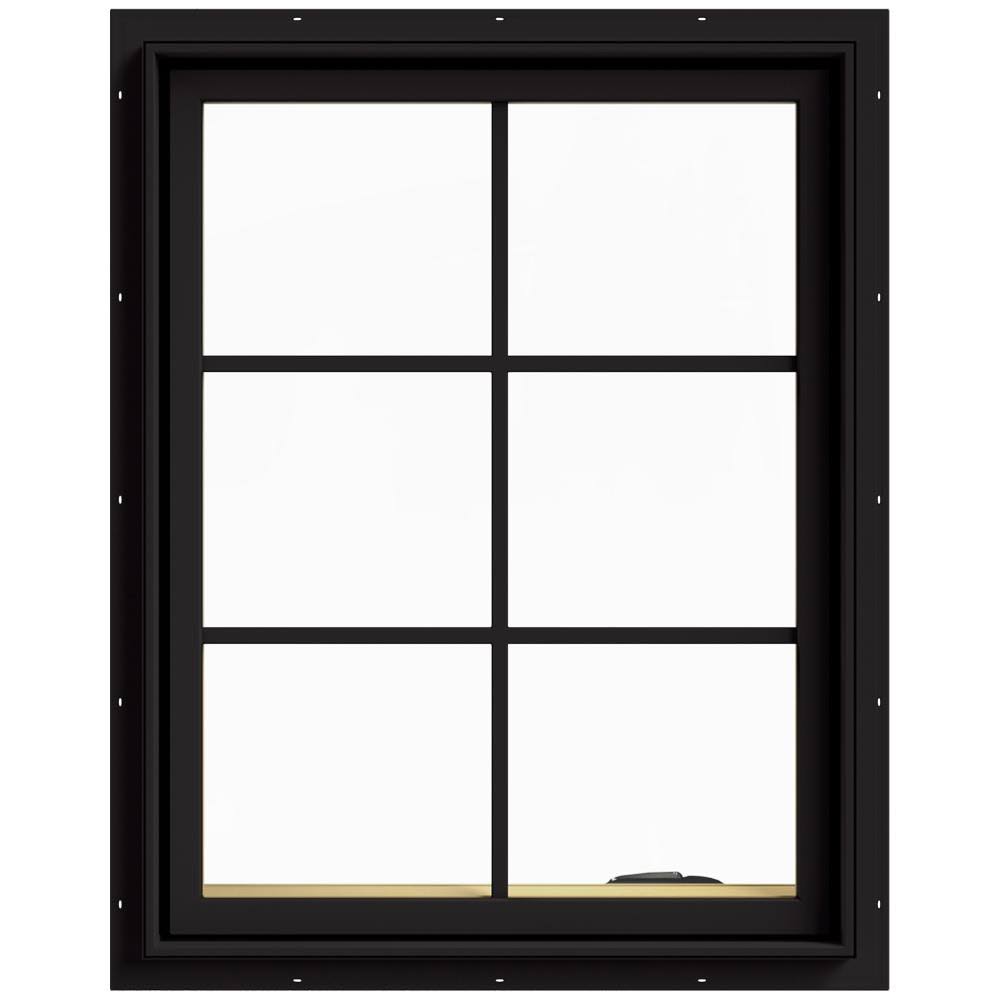 Black Clad Wood Right-Handed Casement Window with Colonial Grids O554