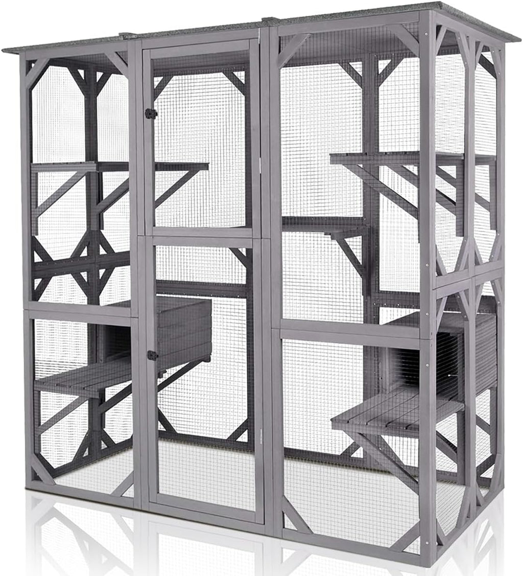 Large Outdoor Cat Enclosure with Door Platform I625034