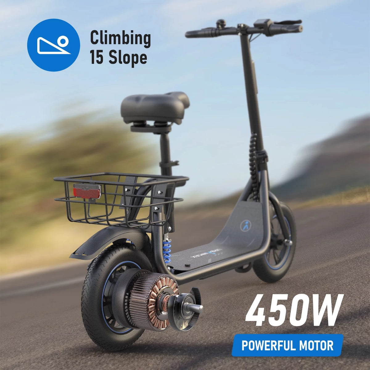 Electric Scooter with Seat & Carry Basket E92651