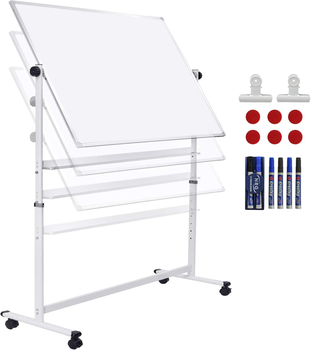 48x36 Height Adjustable Double Sided Magnetic Whiteboard with Stand Z4885