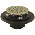 2x22 Inside Caulk Shower/Floor Drain with Polished Brass Cast Round Strainer N486
