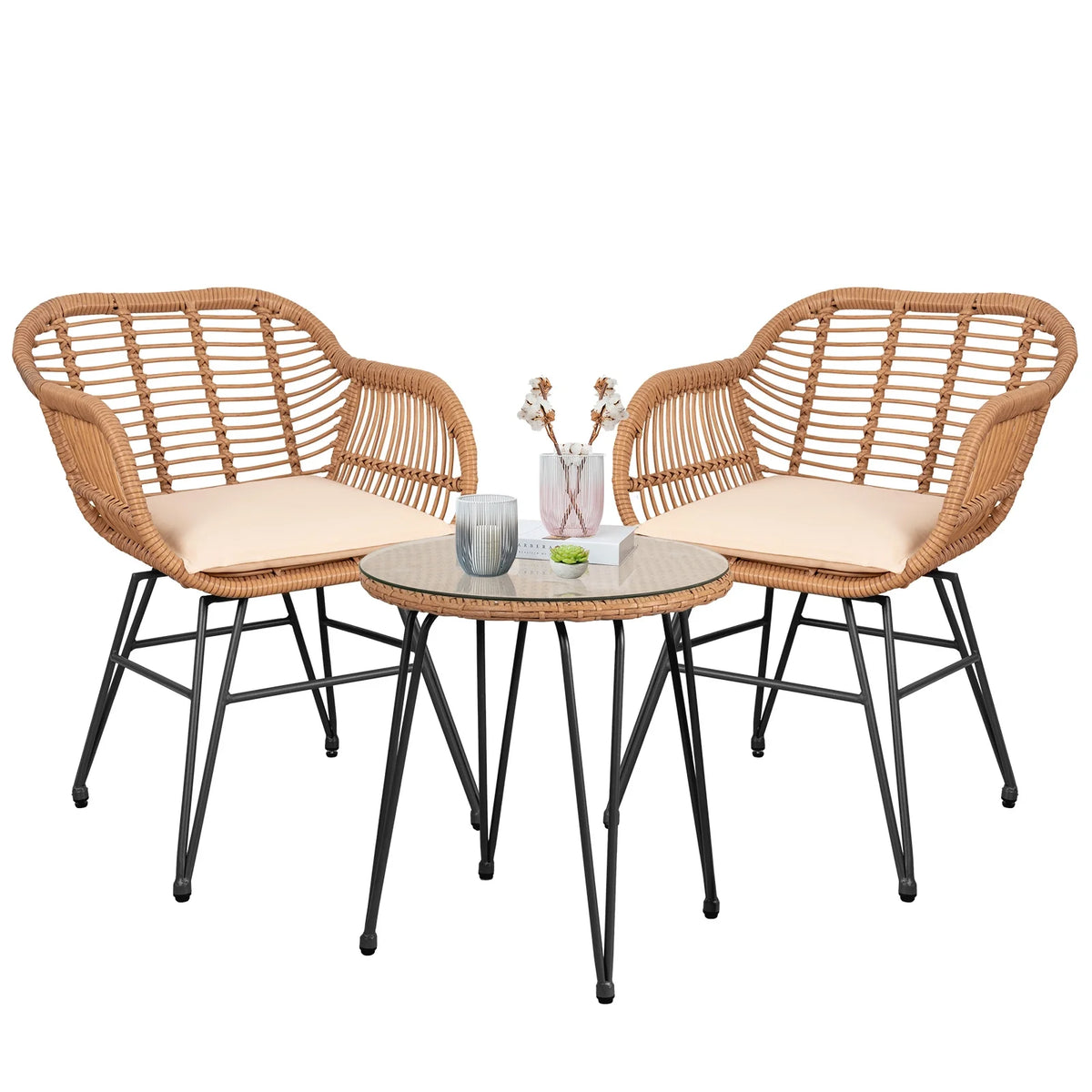 3-Piece Beige Patio Conversation Set U817