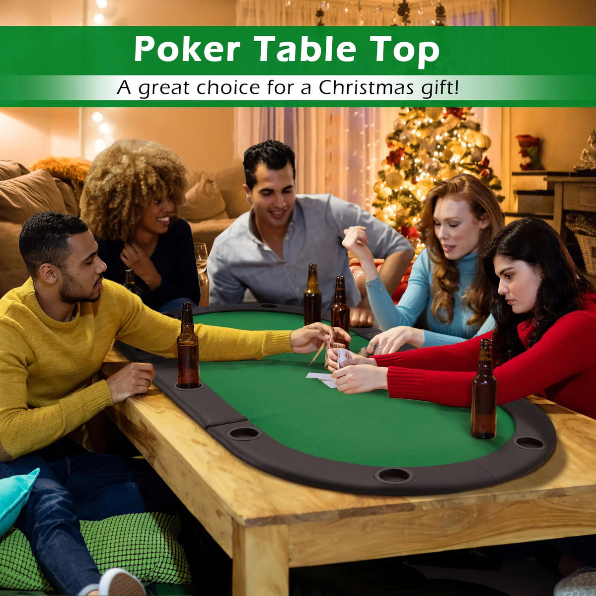 Poker Table with Cup Holder for 8 Players Green Felt Z70767