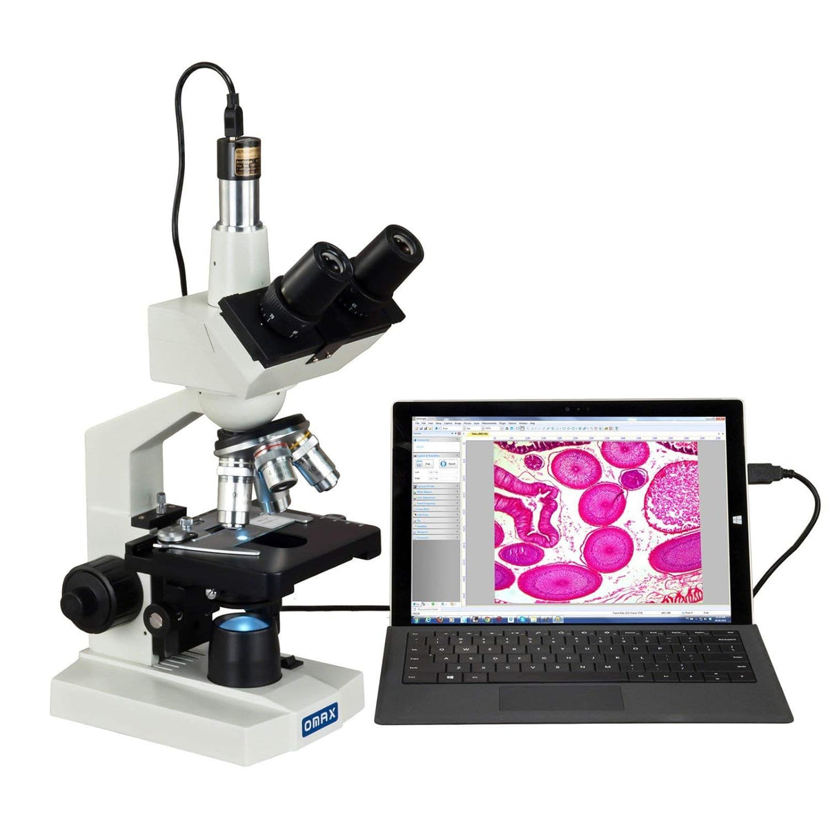 40X-2500X Digital Trinocular Compound LED Microscope with USB Digital Camera F99020