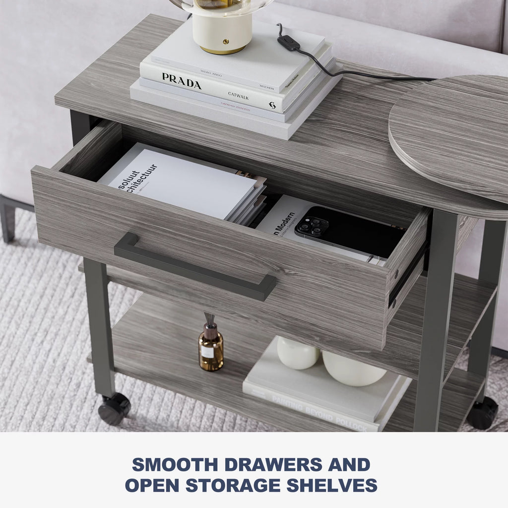 360° Rotating Desk with Charge Station and Storage Drawer C5578