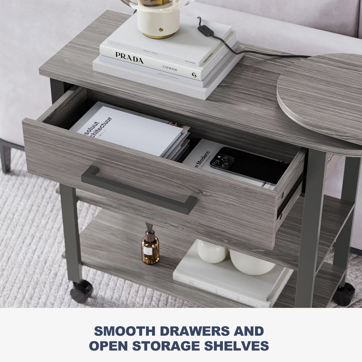360° Rotating Desk with Charge Station and Storage Drawer C5578