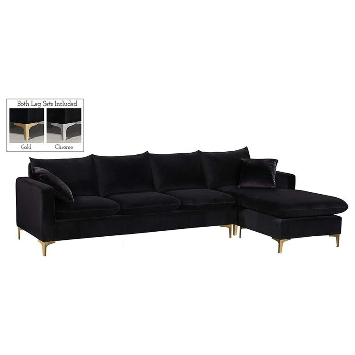 Black Velvet 2pc Reversible Sectional J80363