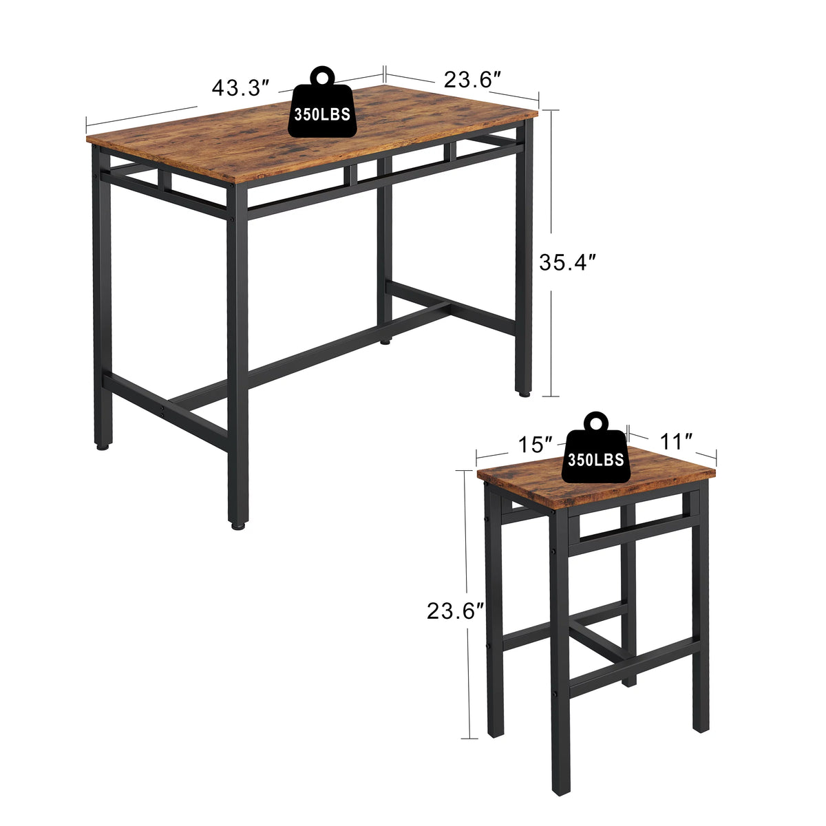 5 Piece Dining Table Set with 4 Stools H382
