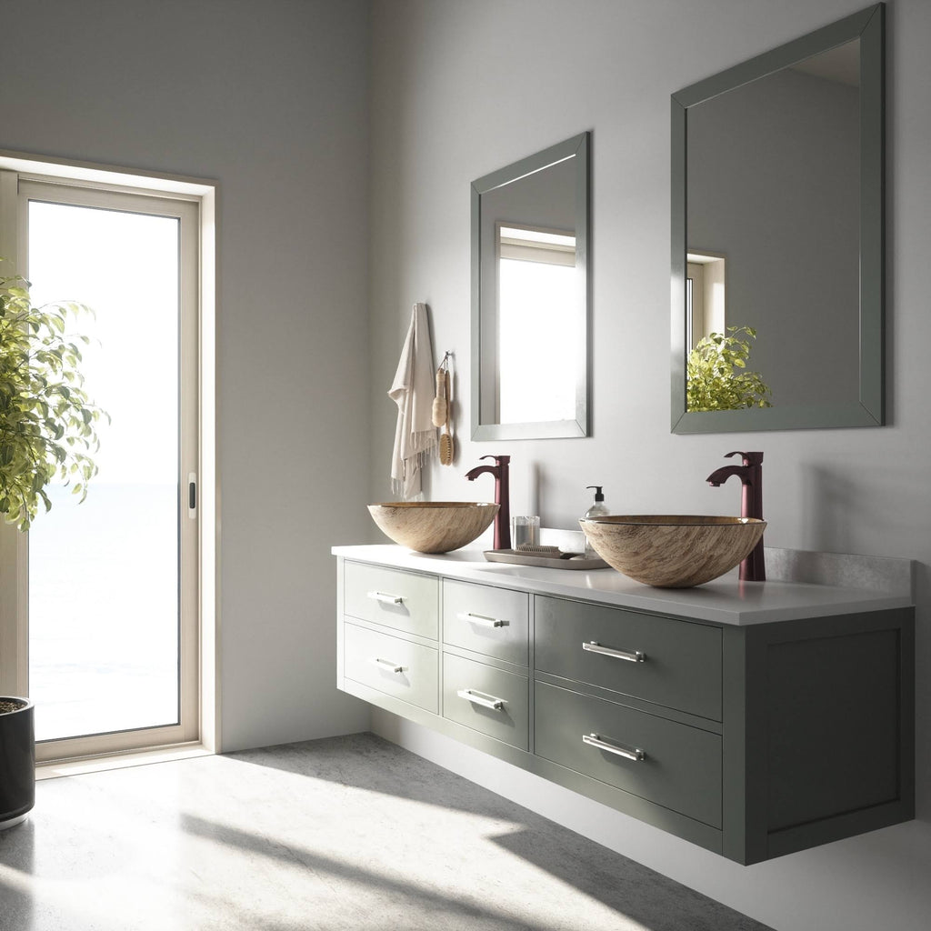 Glass Vessel Sink and Faucet Set Oil Rubbed Bronze V239188